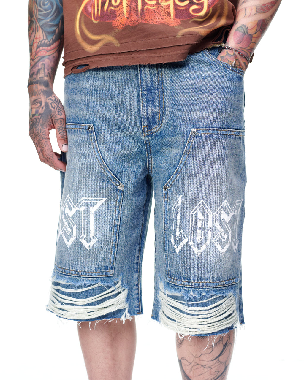 Lost Intricacy Blue Carpenter Shorts