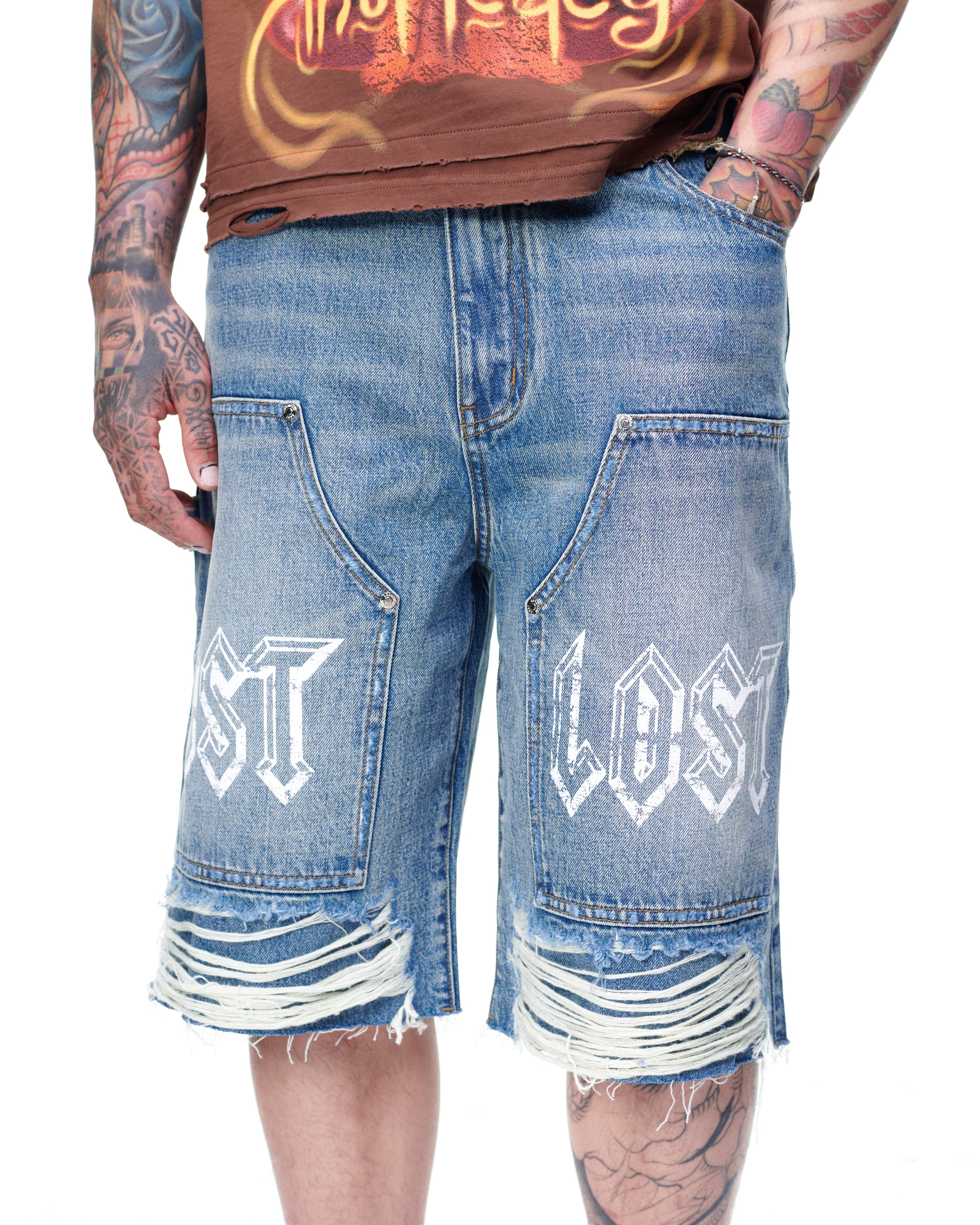 Lost Intricacy Blue Carpenter Shorts