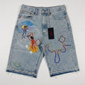 NWT LOST INTRICACY “INTERNAL WARFARE” RHINESTONE DENIM SHORTS