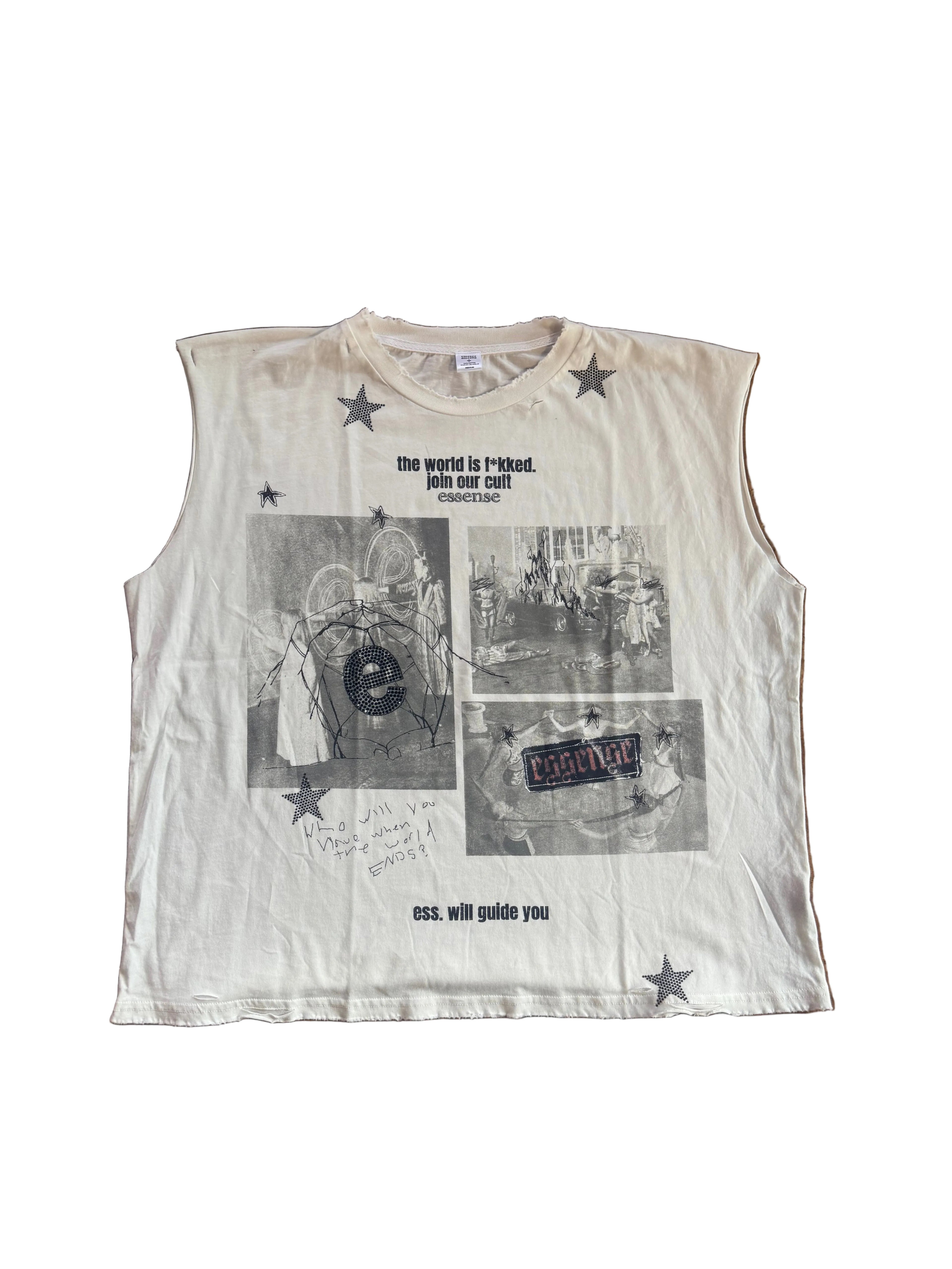 Essense Gallery “The World Is F*cked” cut out tee