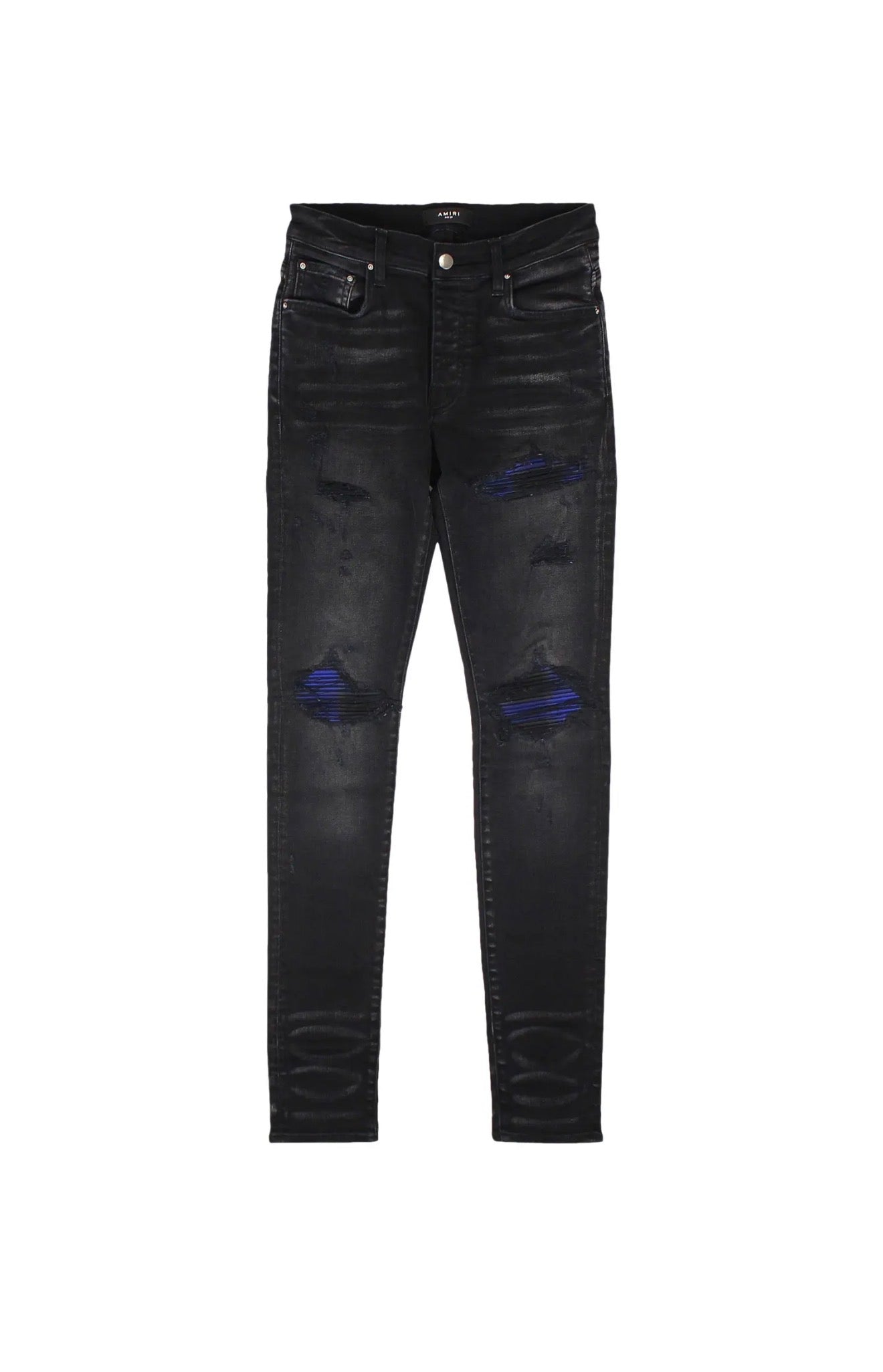 Amiri Plaid MX1 Straight Fit Jeans Aged Black/Blue Used