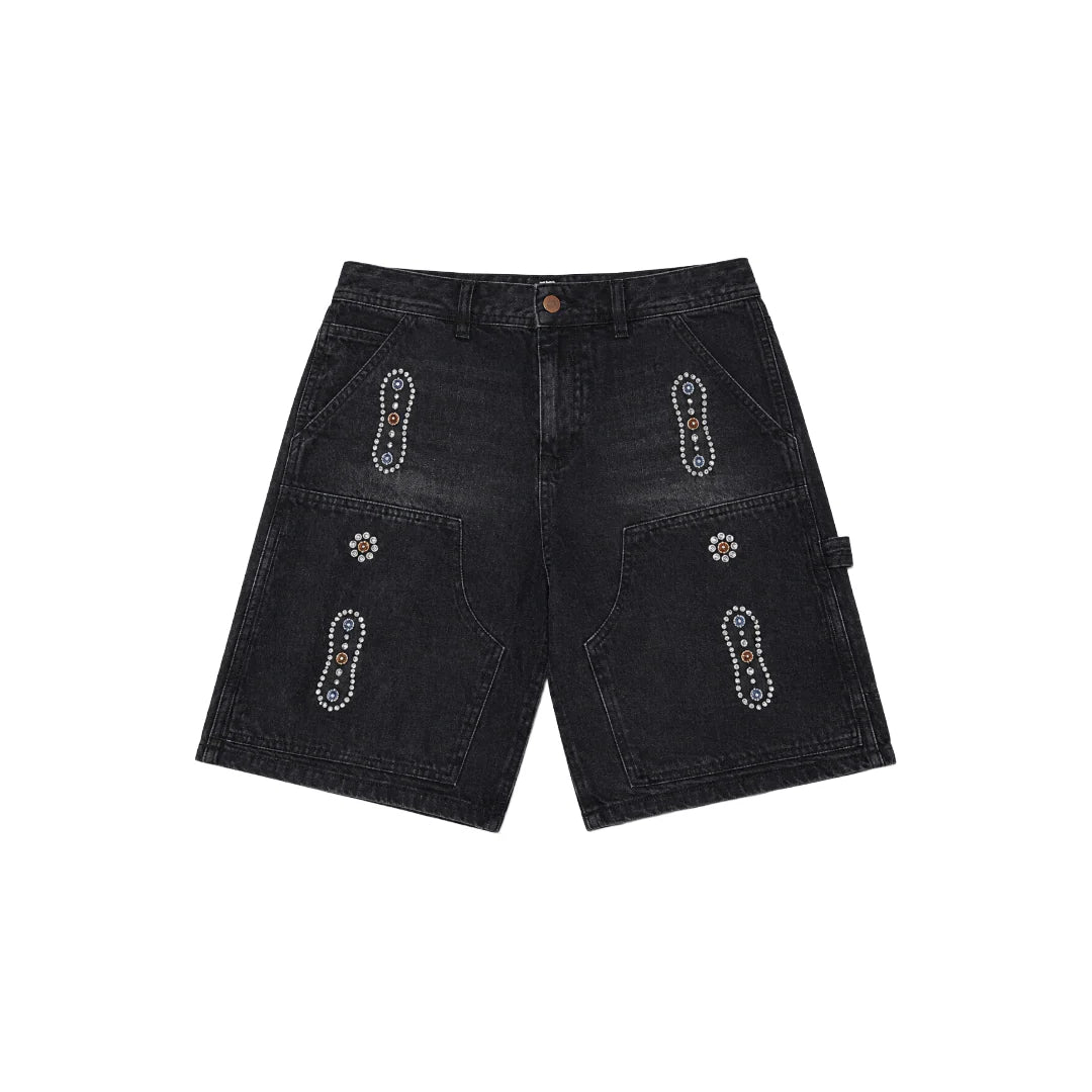 WESTERN JEWEL DENIM SHORTS BLACK