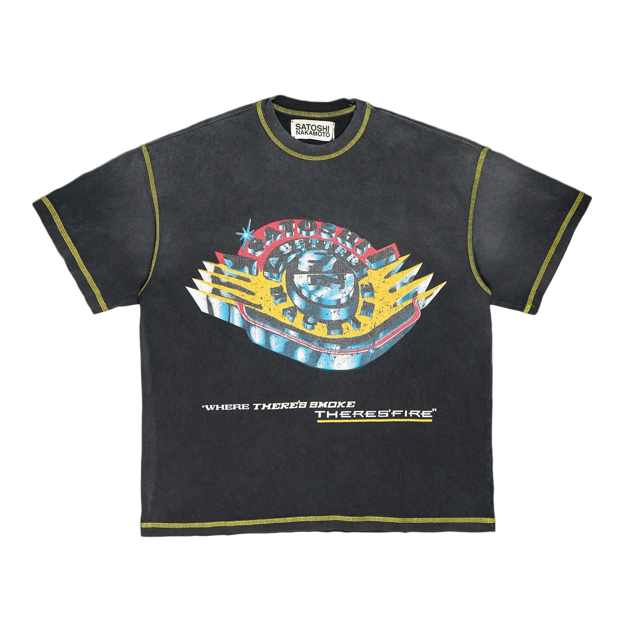 SATOSHI NAKAMOTO WHERE THERE'S SMOKE, THERE'S FIRE T-SHIRTS