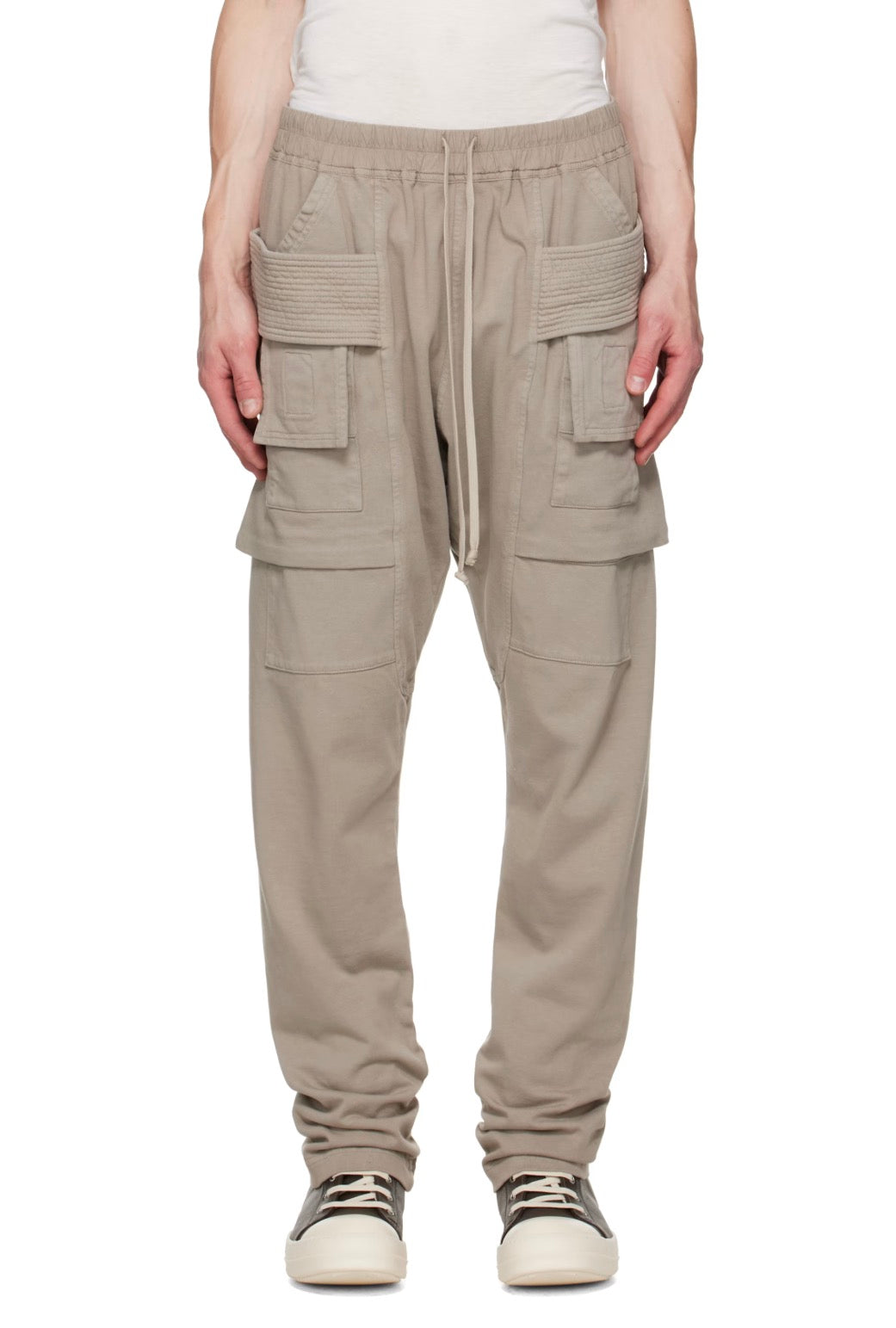 RICK OWENS DRKSHDW
Taupe Temple Creatch Drawstring Cargo Pants