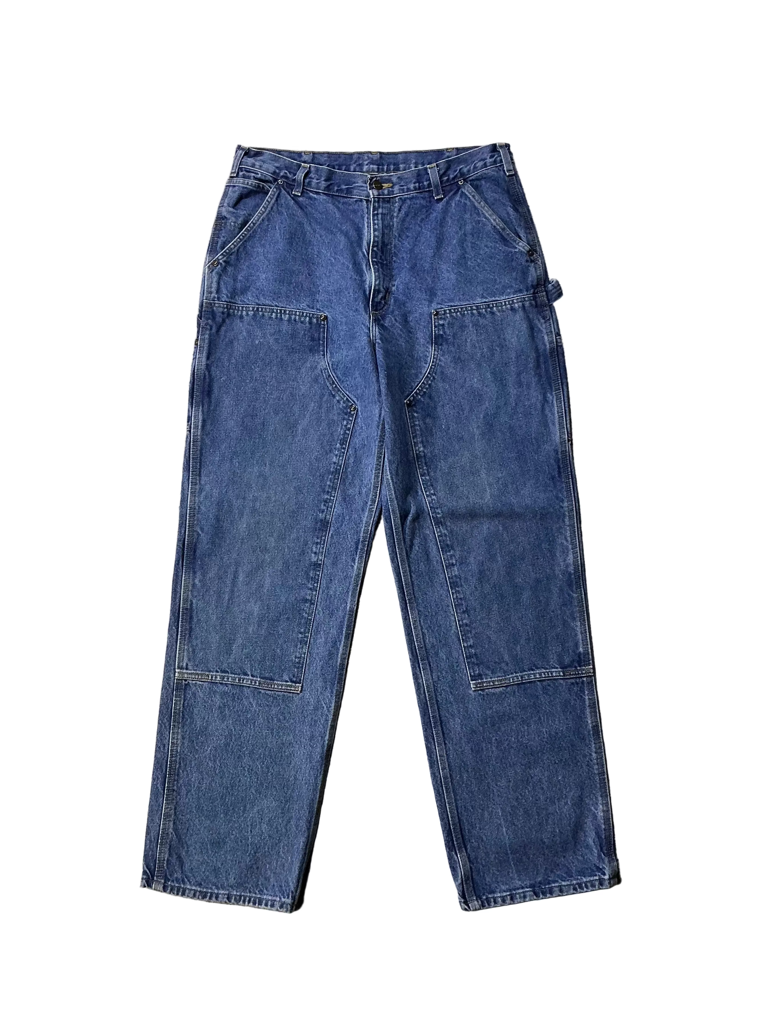 Carhartt denim blue jean double knee work wear carpenter pants