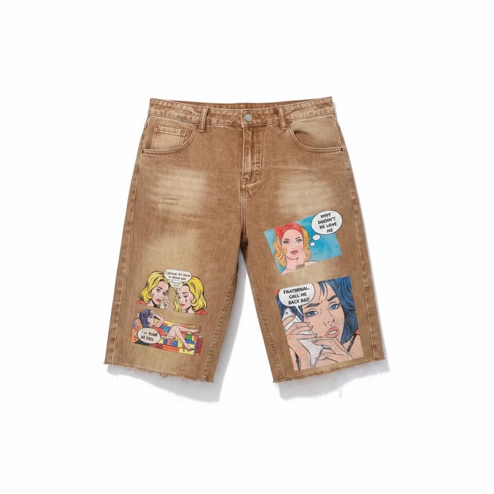 Fraternal Khaki Sorrow Chateau Pop Art Jorts