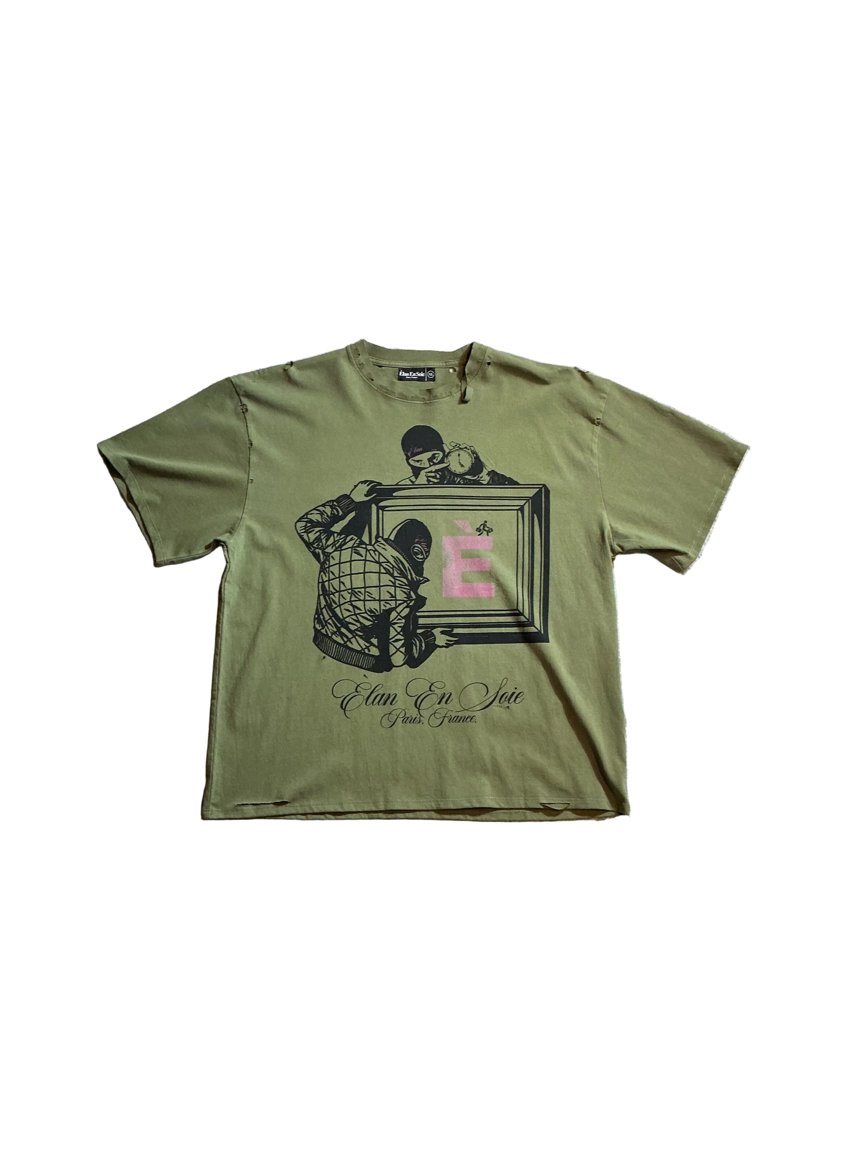 Elan En Soie Pink E Green Graphic Tee