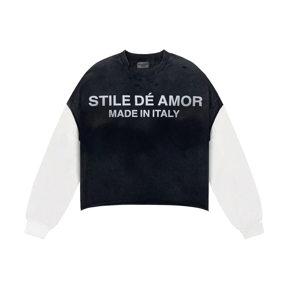 STILE DE AMOR NERO SU BIANCO LONGSLEEVE