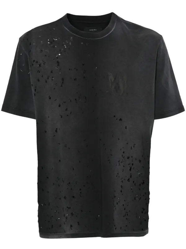 Amiri Shotgun Logo-Print Distressed Tee