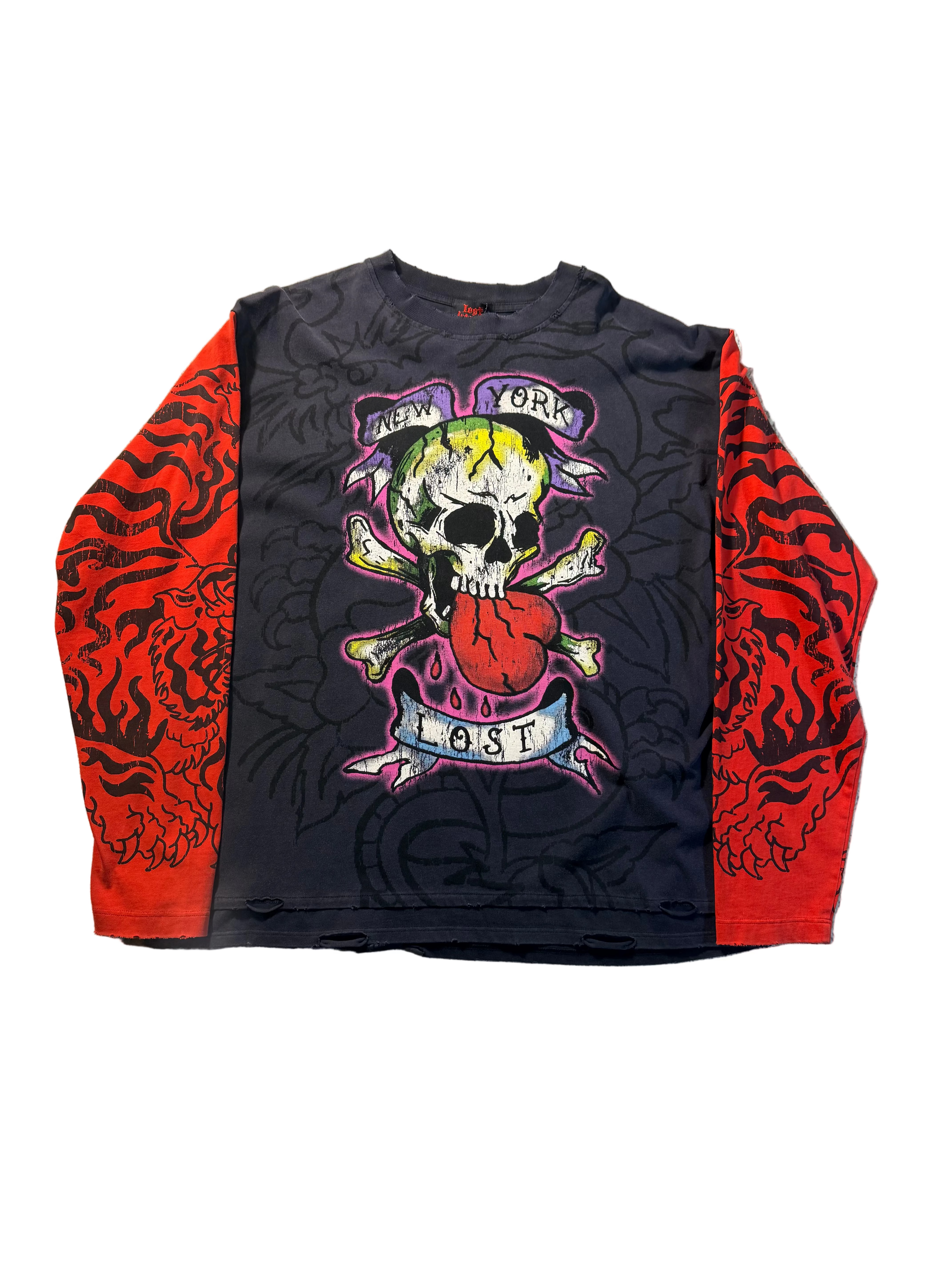Lost Intricacy Distressed Long Sleeve Tee