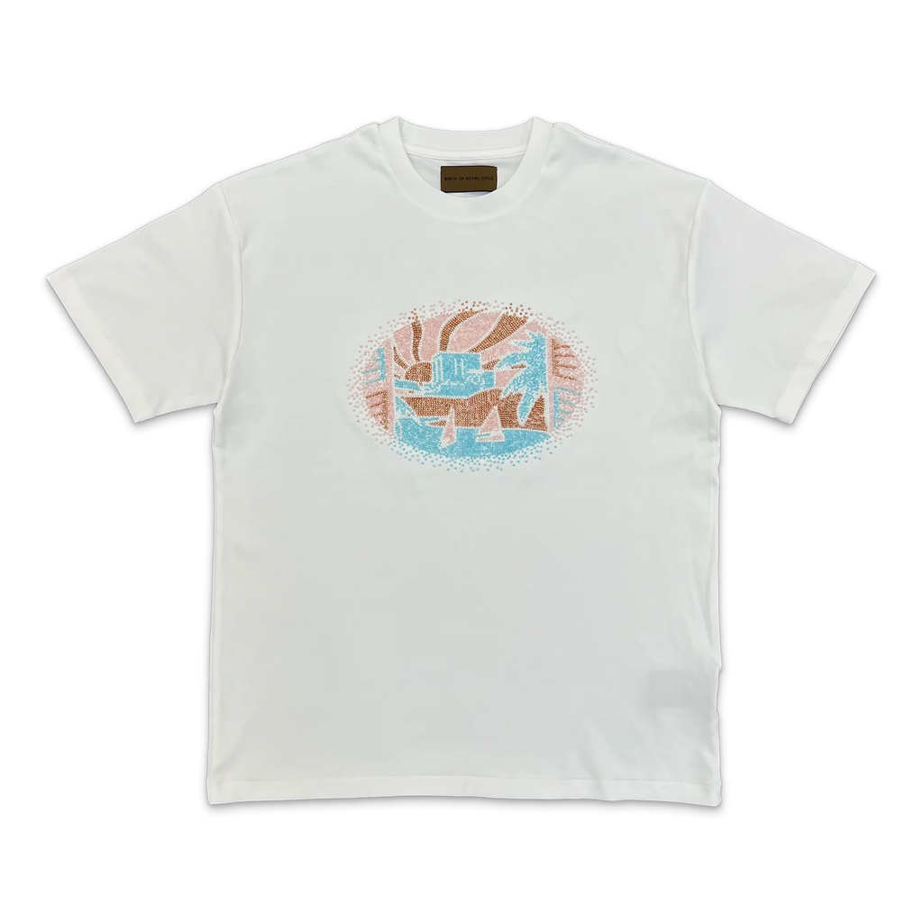 BIRTH OF ROYAL CHILD BEADED NILE RIVER TEE “WHITE”