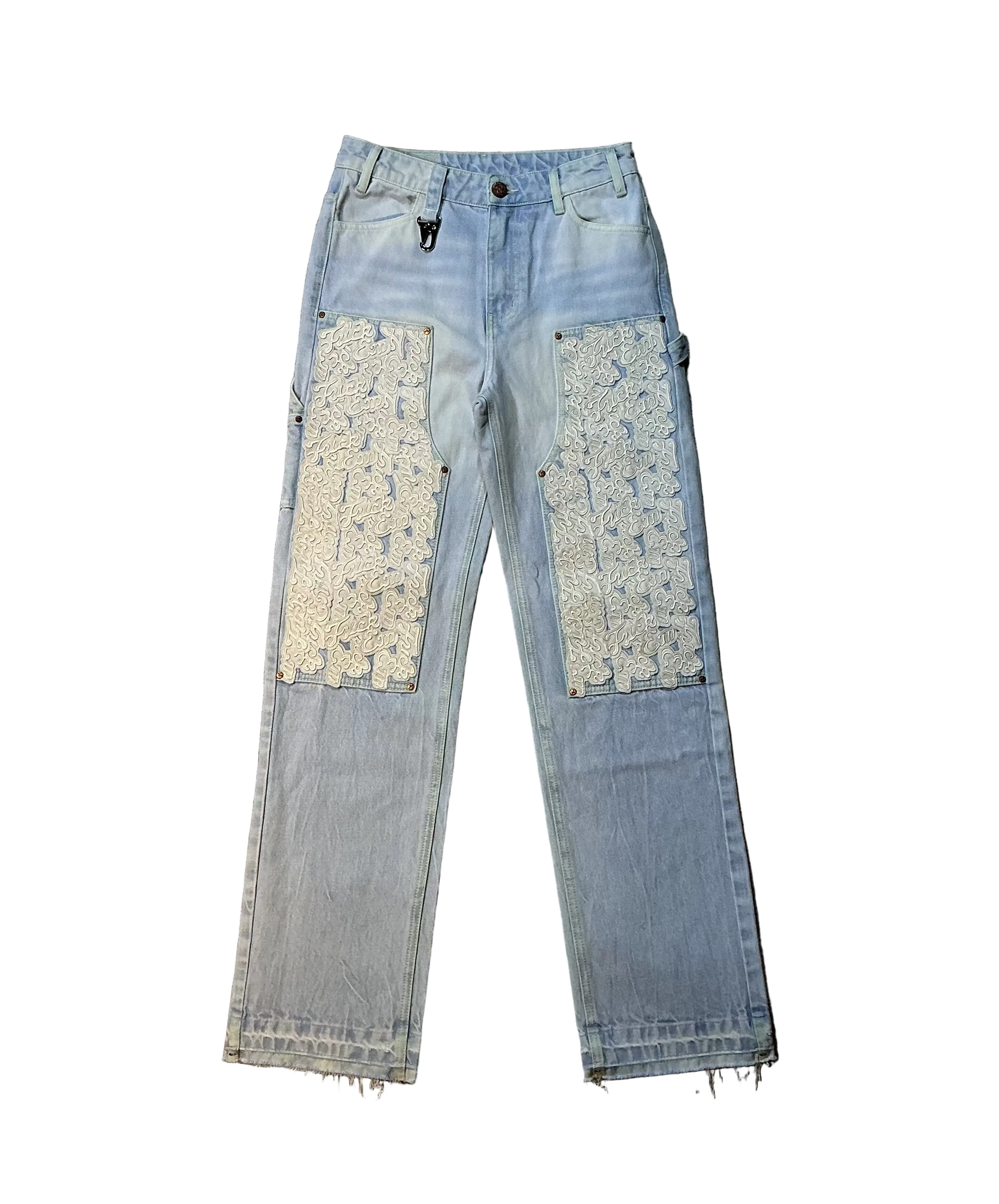 F*ck Em Light Blue Leather Carpenter Denim
