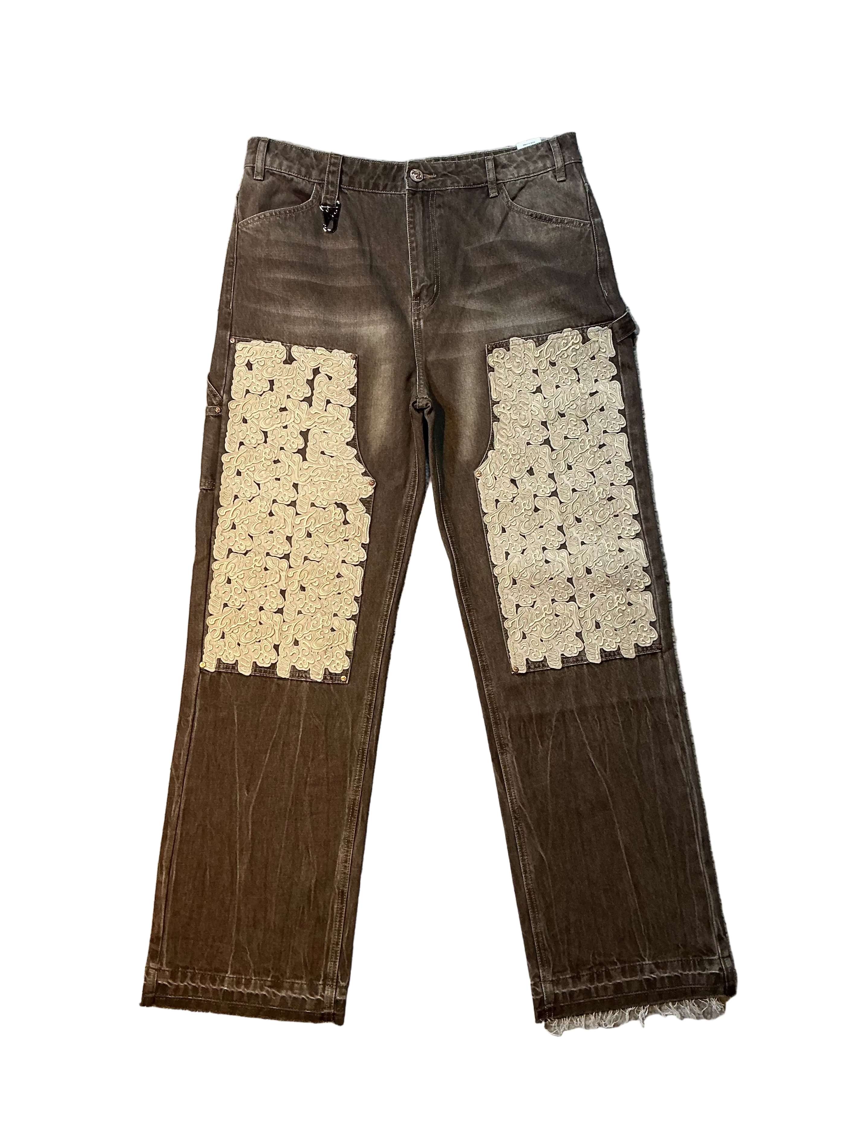 F*ck Em Brown Leather Carpenter Denim
