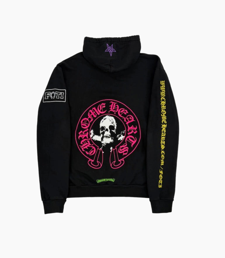 Chrome Hearts Black Multicolor Foti Horseshoe Logo Hoodie