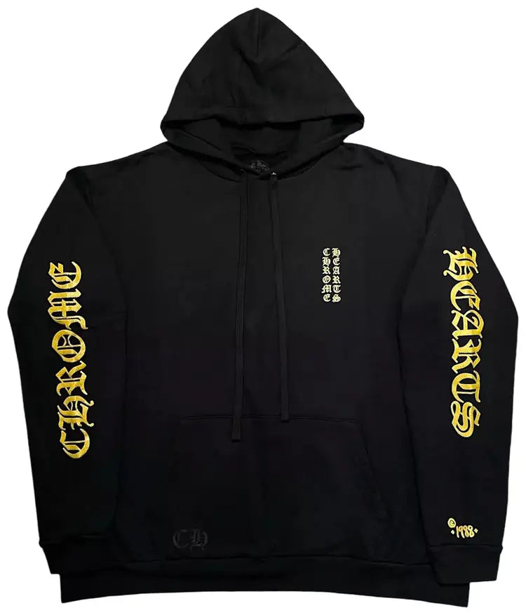 Chrome Hearts Vertical Logo Black/Gold Hoodie
