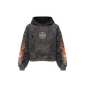 77 Studios Bones Flame Distressed Hoodie Grey