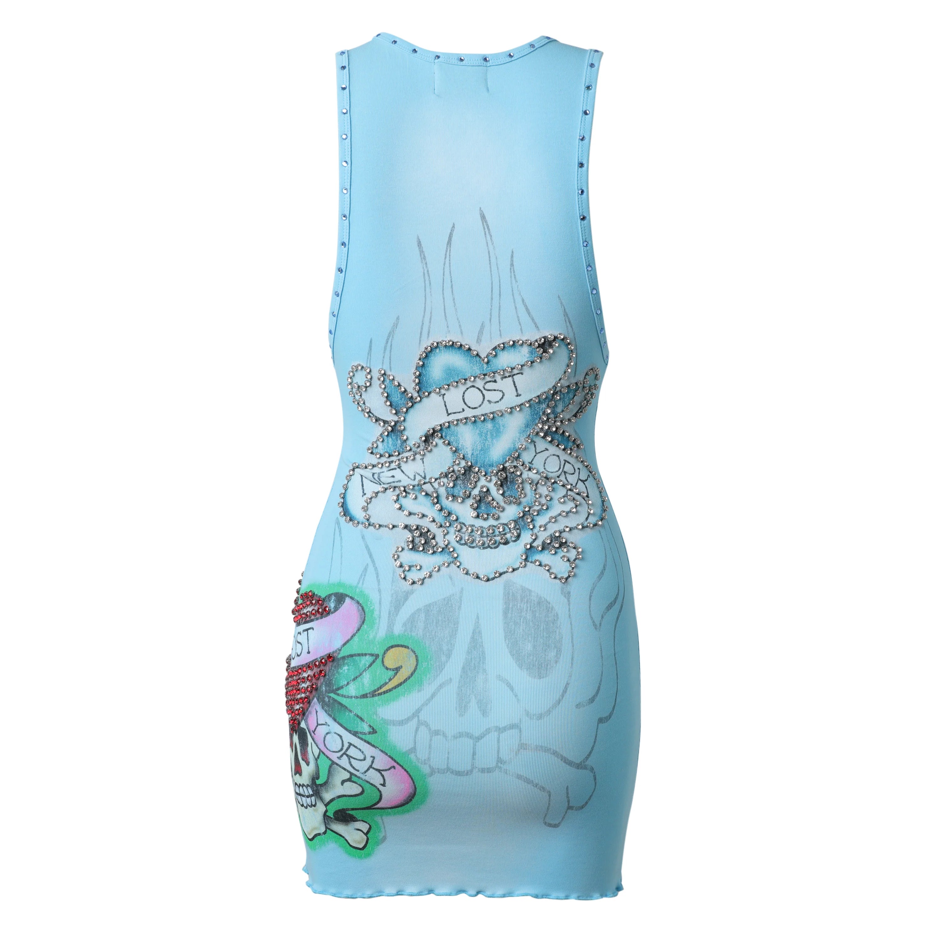 Lost Intricacy Ink & Bones Dress Icy Blue