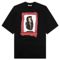 MARNI COTTON T-SHIRT WITH MENDED PATCH - BLACK