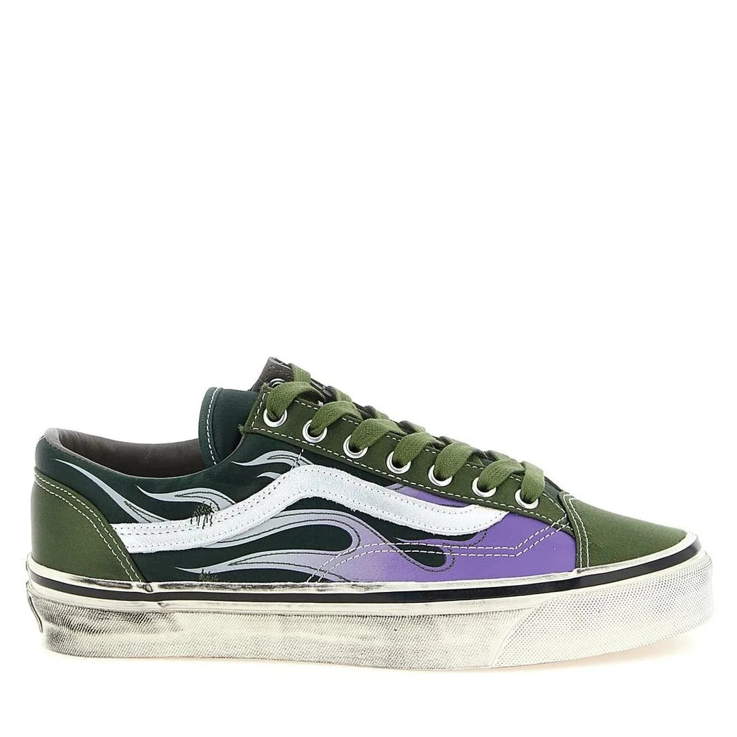 Green Vans Premium Old Skool 36 Flame Low-Tops
