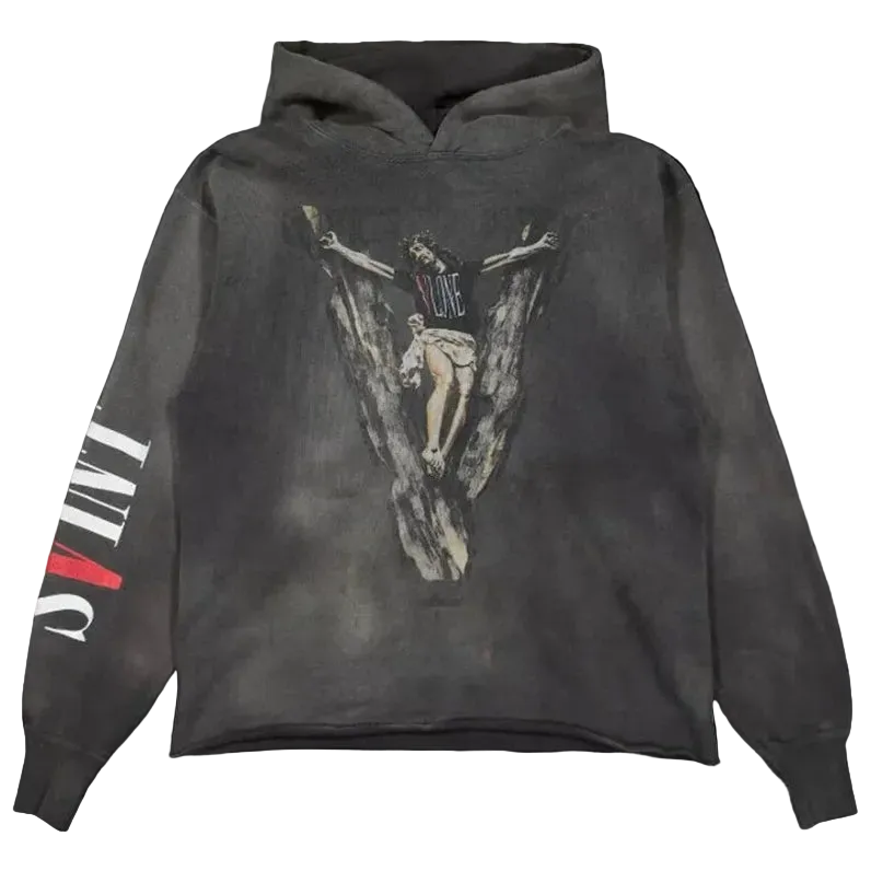 VLONE X SAINT MICHAEL Black Pullover Hoodie Size Medium